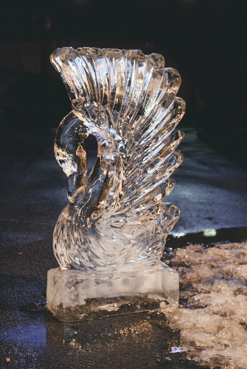 Escultura de hielo de cisne