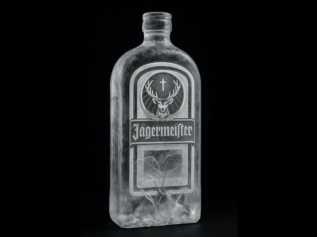 Logotipo de marca esculpido en hielo